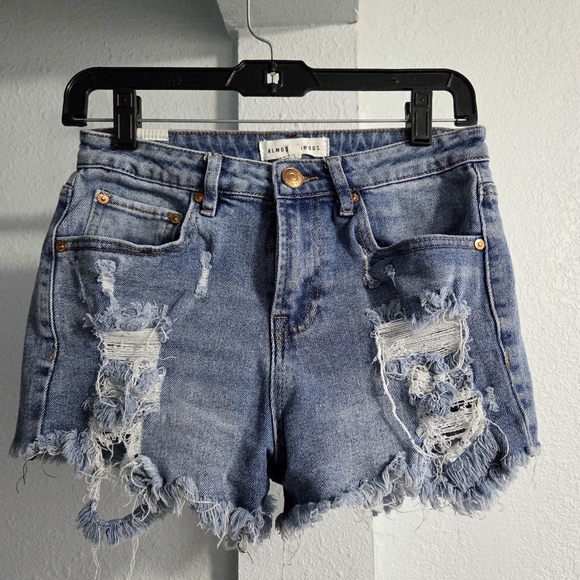 Almost Famous Pants - Almost Famous Light Blue Ripped Jean Shorts